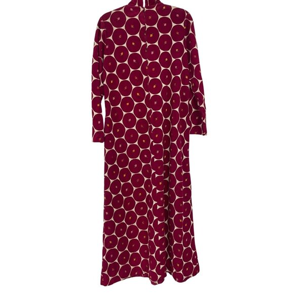 Vintage Christian Dior Womens House Dress M Maxi Red Polka Dot Embroidered 70s - Picture 2 of 10